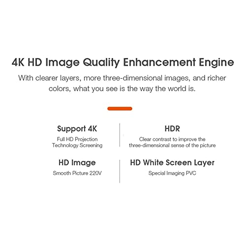 Pantalla de proyector enrollable eléctrica 4K HD 100" 16:9 de fibra de vidrio blanca para proyector 3D LED DLP para cine en casa, oficina y juegos miniatura 4