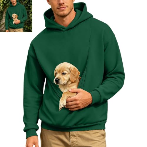 Cat Hoodie With Pouch Kangaroo Pouch Men Hoodie For Dogs Cats Pet Green - image 2