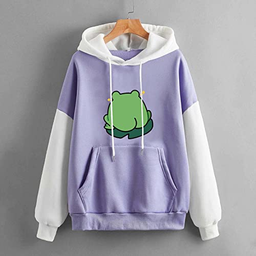 tuduoms Women Cute Frog Sweatshirt Kawaii Graphic Hoodie Teen Girls Aesthetic Cottagecore Clothes Trendy Fleece Pullover Tops2