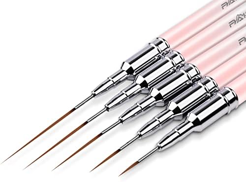 Raindon Nail Art Liner Brushes - Nail Art Design Pen Painting Tools Liner Brush UV Gel Polish Painting Nail Design Brush Metal Handle for Pulling Lines, Details (Blue&Pink)