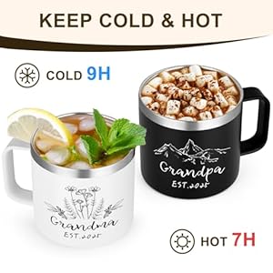 LiqCool Gifts for Grandparents, 14 Oz Grandma and Grandpa Insulated Mugs, Christmas Gifts for Grandparents, Est 2025 Grandma and Grandpa Gifts, Promoted to Grandparents(Black & White) LiqCool Gifts for Grandparents 14 Oz Grandma and Grandpa Insulated Mugs Christmas Gifts for Grandparents Est 2025 Grandma and Grandpa Gifts Promoted to GrandparentsBlack White
