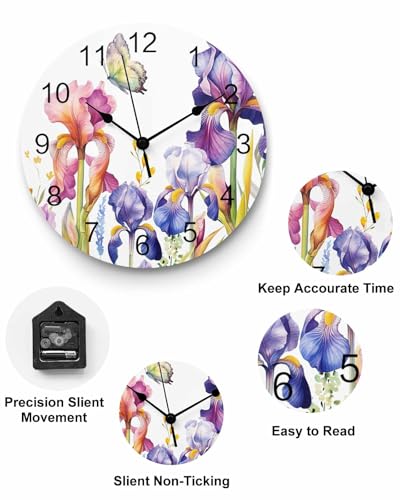 Reloj de Pared Redondo 12 Pulgadas PVC Silencioso Morado miniatura 4