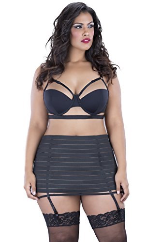 Oh la la Cheri Women's Plus Queen Size Bandage Garter Skirt with Gstring