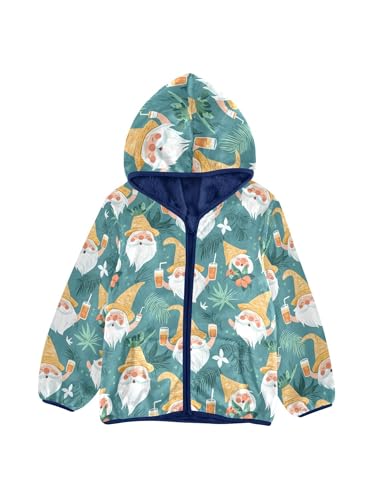 Summer Gnomes Leaves Girls Fleece Jacket Girls Fall Jacket Boys Coats Zip Up Hoodie Children Sherpa Warm Outerwear 2-10T