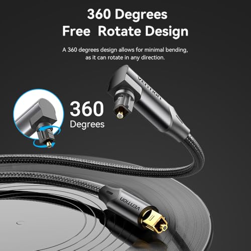Miniatura 3 de Vention Optical Audio Cable 90-Degree Right Angle Digital Toslink Digital Cable For Soundbar And Tv, Gold-Plated Optical Lead For Home Theater, S Pdif, Ps4, Xbox, Stereo System