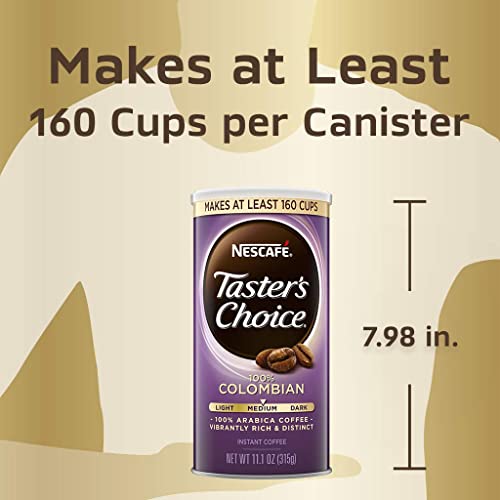 Nescafe Taster's Choice, Colombian Medium Roast Instant-Coffee, 11.1 Oz. Resealable Canister, 2 Pack (320-Cups Total) #TOP3