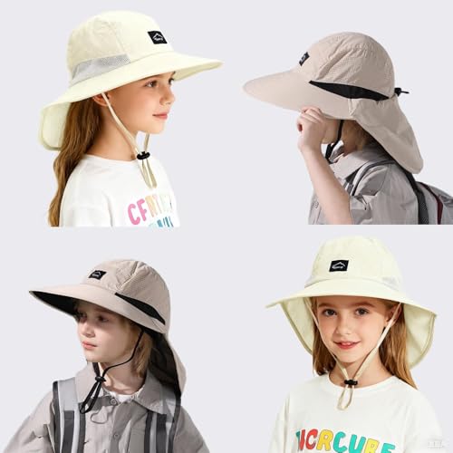 Image of ZOORON Kids Sun Hat with Neck Flap UPF 50+ Beach Hats for Baby Boys Girls