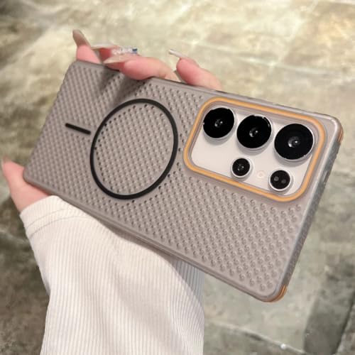 HJZSZX Galaxy S24PLUS�p ���M�� �����^ �}�O�l�b�g���P�[�X �ϏՌ� PC�J�o�[ (Galaxy S24PLUS�p/�u���b�N)