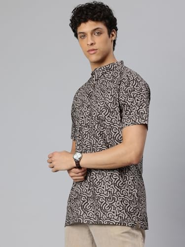 Image of Majestic Man Men Slim Fit Ethnic Motifs Cotton Printed Half Sleeve Short Kurta