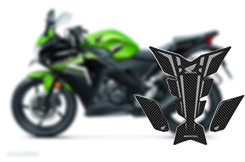 Image of 3D Embossed Bike Racing Tank Pad /Tank Sticker with SIDEPADS for Brand Specific Bikes Pack of 3 (BKTPSIDVAR) (H0NDA)