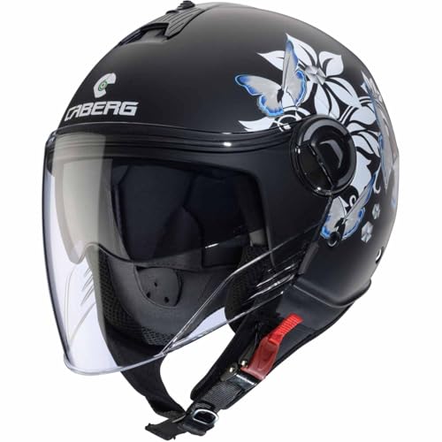 Casco Caberg Riviera V4 X ECE22.06 Mia B9 Nero opaco/Bianco/Grigio/Azzurro taglia M (57-58cm)