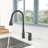 GhomeG Pull Down Kitchen Sink Faucet - Modern Style Stainless Steel Single Handle Pull Out with Sprayer Black Kitchen Faucet