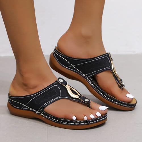 Women’s Orthopedic Sandals With Arch Support, Dressy Orthotic Wedge Flip Flops For Summer Walking – Anti-Slip Beach Slides2