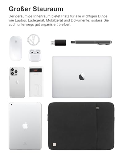 DOMISO Funda para Portatil Ordenador 13 Pulgadas,Funda para MacBook Air 13 M4 M3 M2 2025,MacBook Pro M2,iPad,DELL,Lenovo,HP,ASUS Chromebook,Laptop PC Case Sleeve,con Paquete de Accesorios,Negro - imagen 3