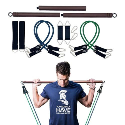 YUARIML Resistance Band Bar, Resistance Bar with 4 Resistance Bands, Portable Pilates Bar Kit, Home Gym Resistance Training Kit