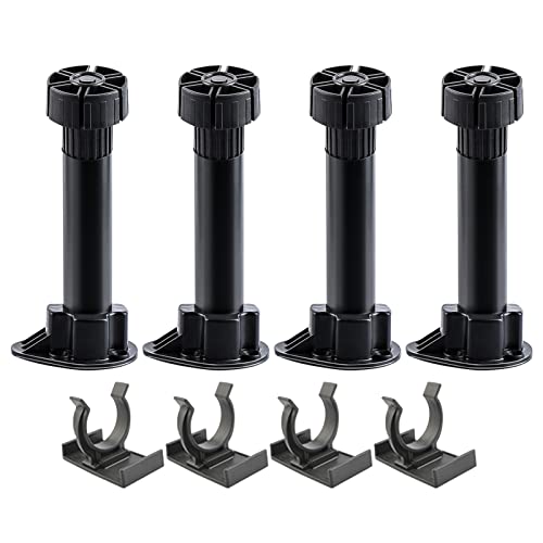 Zócalo de plástico negro con patas ajustables de 15 cm y clips para muebles de cocina 2