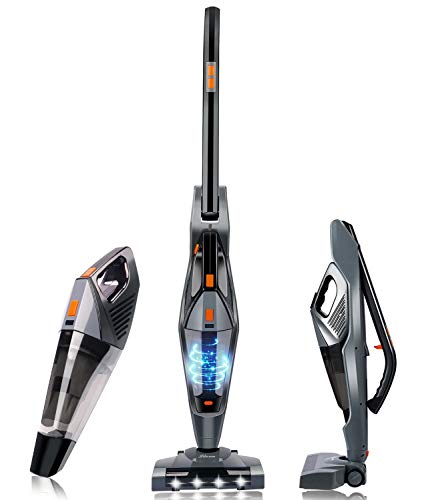 Aspirateur Balai sans Fil , Hikeren Aspirateur Balai à Main sans Sac, 2 en 1 Léger Protable Puissant Aspirateur Balai Électriques pour Maison, Voiture, Cuisine, Tapis et Sol dur