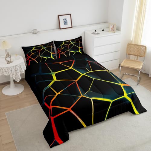 Image of Feelyou Honeycomb Comforter Set Yellow Stereoscopic Honeycomb Comforter for Kids Boys Girls y2k Hexagonal Bedding Set Beehive Hexagon Duvet Set Simplistic Room Decor Quilt Twin Size Boys