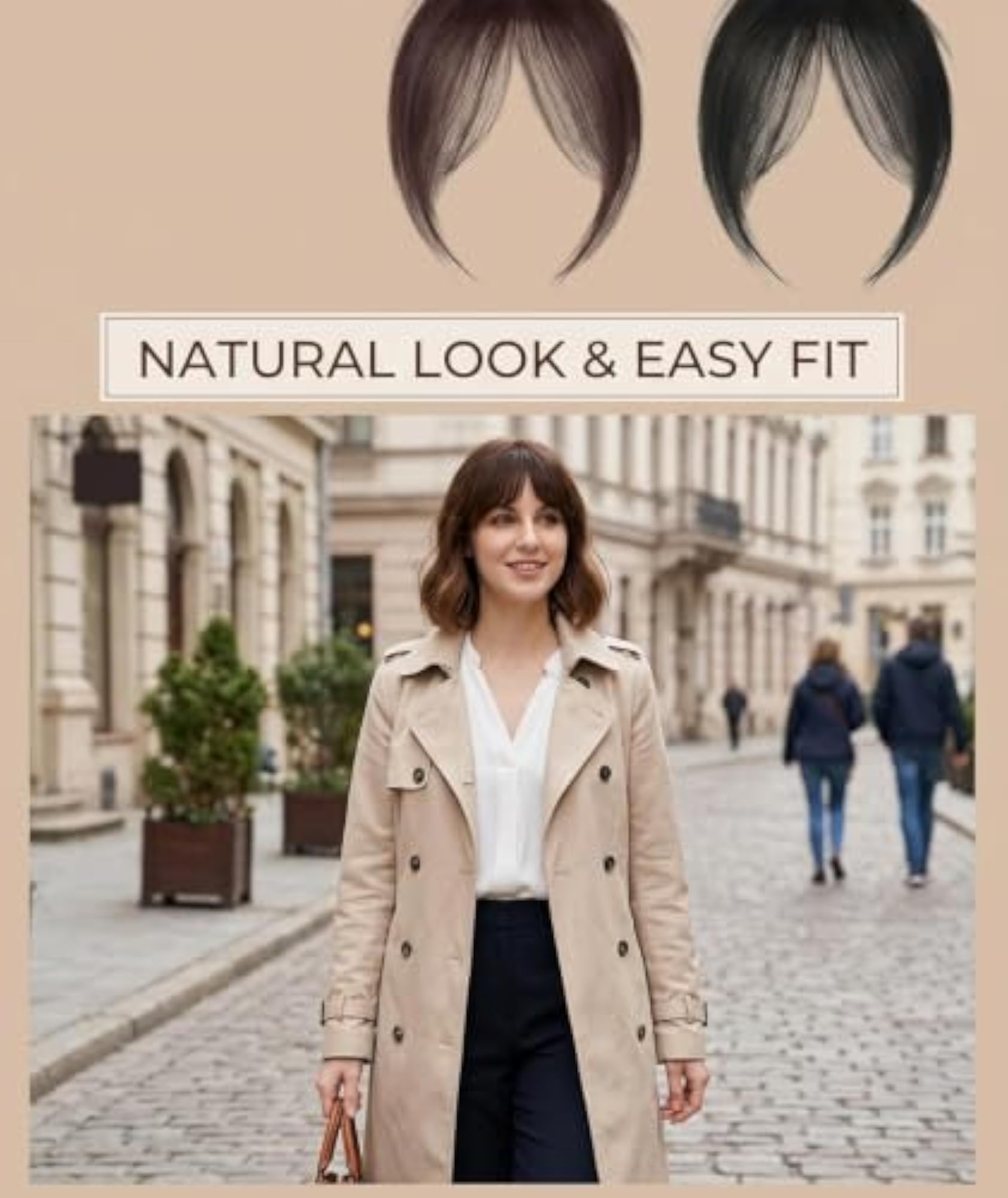 2PCS Hair Topper for Women, Natural Looking Bangs