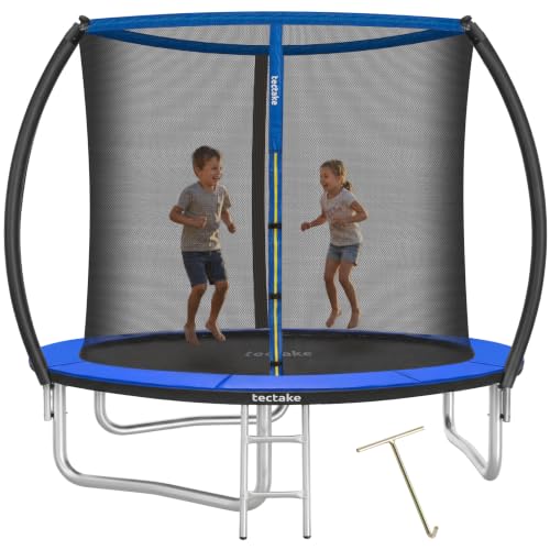tectake® Cama elástica niños, Red de Seguridad, trampolín para niños, colchoneta para Saltar, Fitness Ejercicio, Saltador, colchoneta Saltar Jardin, Escalera, Estructura de Acero - Ø 244 cm