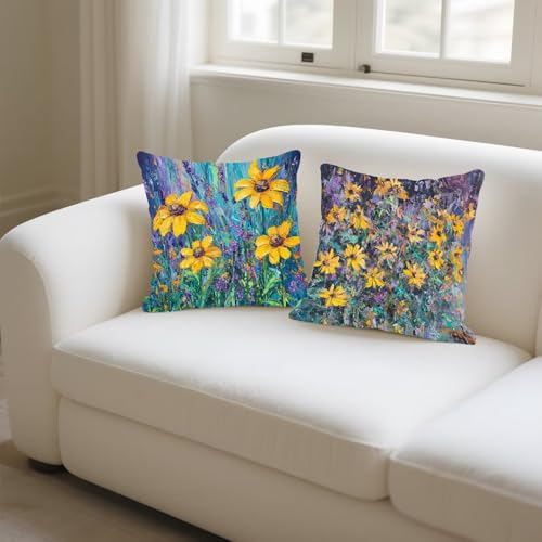 Housse coussin 50x50cm super doux impression recto verso de fleurs - 6