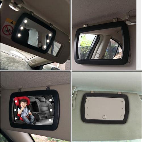 Aletta parasole per auto, specchio per il trucco, luci LED circostanti, touchscreen, plug-and-play, con clip retrattile sul retro