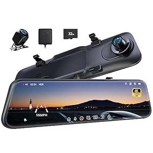Pelsee P12 Pro 4K Mirror Dash Cam, 12” Rear View Mirror Camera Smart Driving Assistant w/ADAS and BSD,2160P Front and 1080P Rear Camera,Voice Control,Night Vision,Parking Monitoring,32GB Memory Card