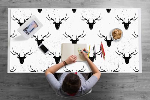 Desk mat 120x60 cm en vinyle PVC avec motif tête de cerf pour bureau