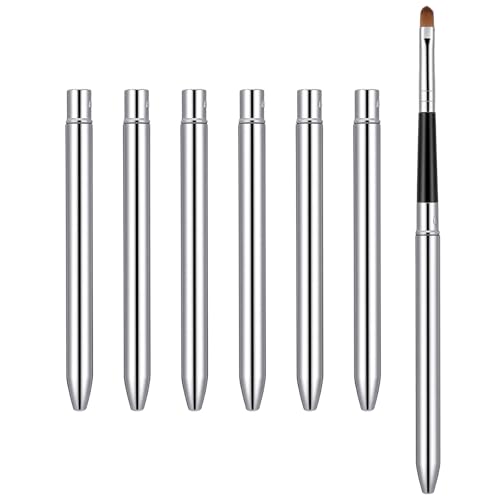 Lot de 6 pinceaux à lèvres rétractables pour rouge à lèvres avec capuchon argenté pour maquillage précis des lèvres pour femmes et filles