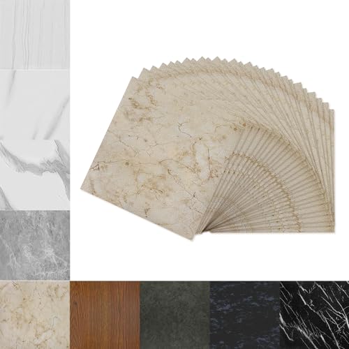 TATIVALO Suelo de PVC autoadhesivo de 5 m², baldosas de vinilo natural con aspecto de roble, azulejos adhesivos para suelo, resistentes al agua, resistentes al desgaste, para cocina, salón
