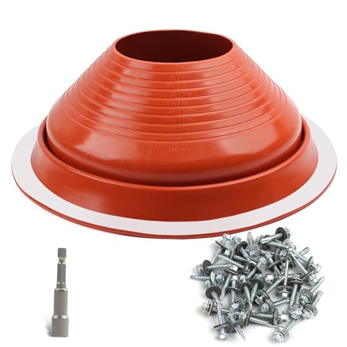 #8 High Temp Silicone Metal Roof Pipe Flashing Boot - Roof Vent Boot for Pipe OD 7" to 13" - Roof Vent Cover for Stove Pipe, Chimney, HVAC Ducts & Plumbing Vents with Roofing Screws & Hex Socket
