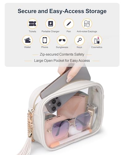 Image of PACKISM Clear Bag for Stadium Events - Small Clear Purse Crossbody Bag | Adjustable Wide Strap, 2 Easy Access Pockets, Thick 0.5mm PVC, for Sports Game Day Concerts Festival, Women Clear Stadium Bag