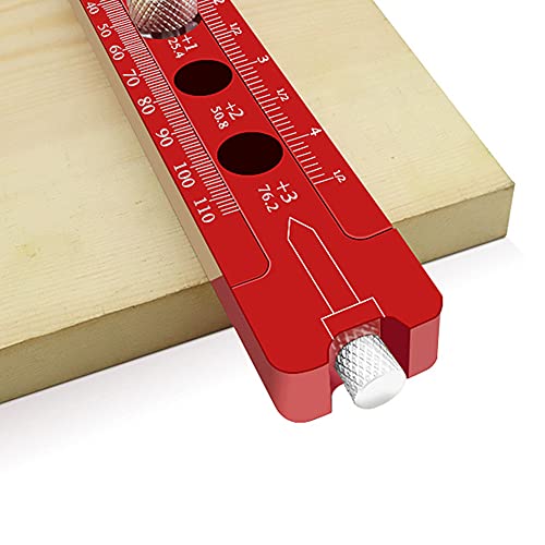 Yuhoo Wood Scribe Tool, Portable Aluminum Alloy Marking Gauge Woodworking Drawing Tool Compass, Adjustable Precision Drawing Supplies(Red), Free Size #TOP7