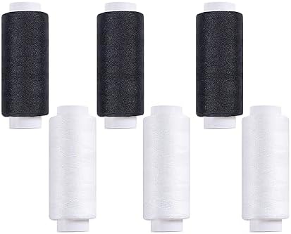 Sewing Thread, AUERVO Black and White 6 Pack 250 Yards Polyester Sewing Machine Threads for Hand, Machine Sewing, Multipurpose Premium Quality Thread