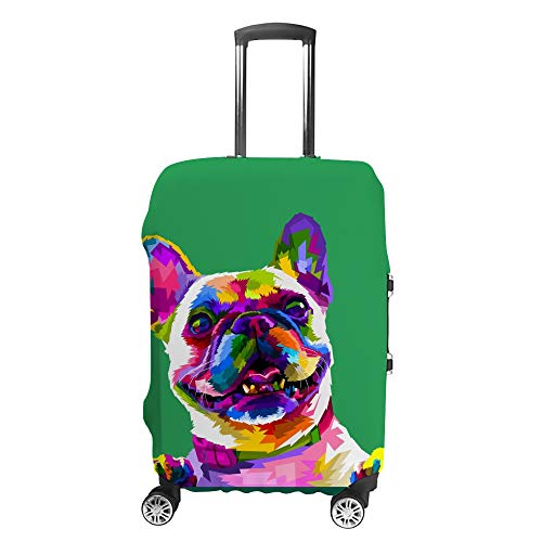 Housse de bagage bouledogue vert en polyester élastique anti-poussière