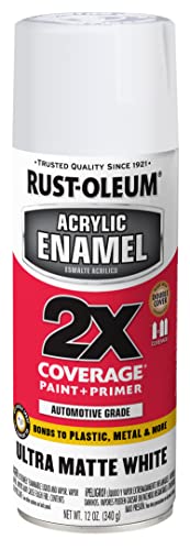 Image of Rust-Oleum 372700 Acrylic Enamel 2X Spray Paint, 12 oz, Ultra Matte White