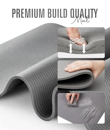 ROMIX Yoga Mat Thick 10 MM Foam Exercise Mat, 180x60x1cm Non Slip Gym Mats With Carry Bag and Strap, Yoga Mats for Women Men Pilates Mat Gymnastics Meditation Home Outdoor - Image 5