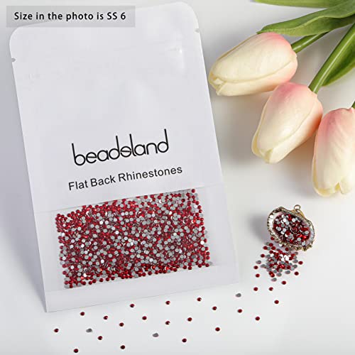 Image of Beadsland 1440 Pieces Flat Back Crystal Rhinestones Round Gems,1.3mm-6.5mm,Light Siam,SS6,1.9-2.1mm