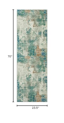 Lahome Modern Abstract Runner Rug with Rubber Backing - 2x6 Washable Rug Runners for Hallways Non Slip, 6 Ft Long Accent Carpet for Bathroom Kitchen Bedroom Entryway,Green/Grey
