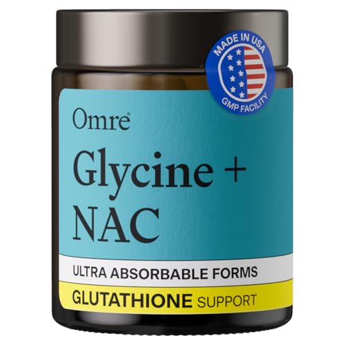 OMRE - Glycine (1000mg) + NAC Supplement (500mg) Amino Acid Formula for Antioxidant Liver & Cellular Health Support Gluten-Free - Glutathione Support
