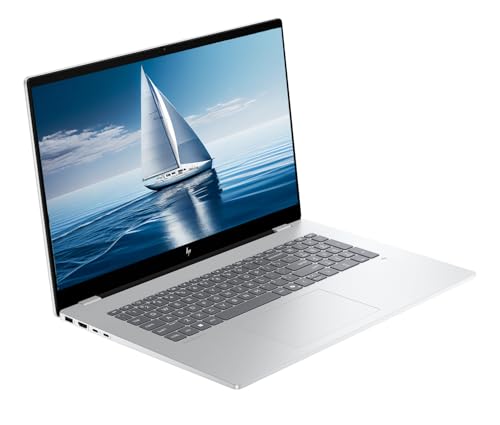 Image of HP OmniBook, 17.3 inch FHD Touch Screen Business Laptop Computer, 8-Core Intel Core Ultra 5 226V, Windows 11 Home, Backlit Keyboard, Numeric Keypad, Docking Station, Glacier Silver (16GB RAM | 1TB SSD)