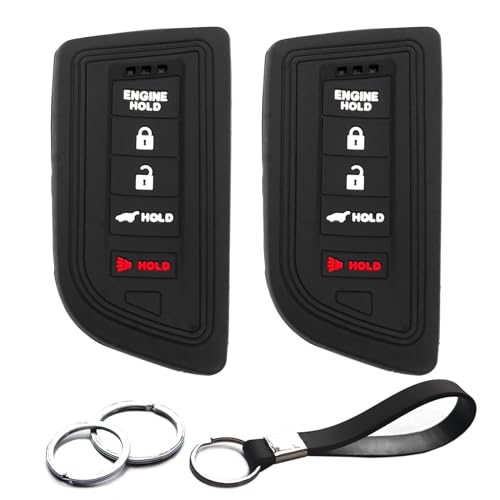 INFIPAR 2pcs Compatible with Acura Integra MDX RDX TLX with Engine Hold Key Fob Cover Case Key Chain Smart 5 Buttons Protector Keyless Remote Holder
