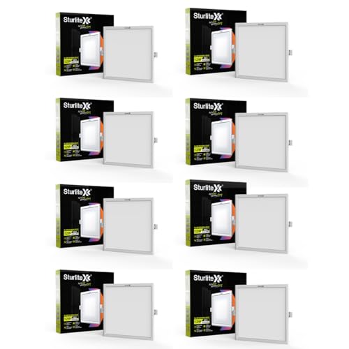 Image of Sturlite Dex 12W Square LED Downlight|Cool White Color Temperature (6.5k)|Cut-Out 4 Inch|1200 Lumens Recessed Panel & Surge Protection Ceiling Light for Multiple Usage - (Pack of 8)