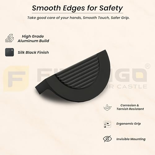 Image of VEZEL Aluminium Knobs for Drawers /Knobs for Cabinet, Wardrobe Handle - Modern Cabinet Pull for Wardrobe, Drawer & Furniture, Silk Black, 32mm - Pack of 2-| 3 Years Warranty |