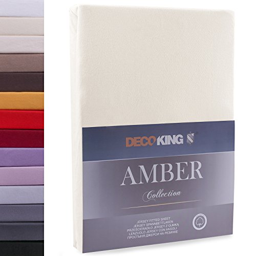 DecoKing Fitted Sheet Small Double 100% Combed Cotton Soft Jersey Bed Sheet 100x200-120x200 cm Beige Amber