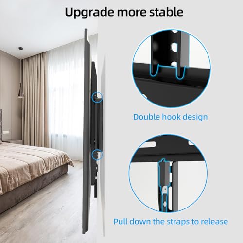 HOME VISION Heavy Duty Fixed TV Wall Mount for Most 32-86 Inch Flat TVs, Max VESA 600X400mm up to 165lbs Fits 16/18/24 Inch Wood Studs, Universal Low Profile Wall Mount TV Bracket, Space Saving HV8601 by HOME VISION - Image 5