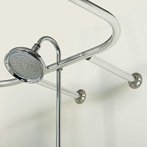 Zenna Home E60H1ALSS Hoop-Shaped Shower Curtain Rod For Clawfoot And Freestanding Tubs, Chrome – Rustproof 28 Inch By 60 Inch Oval Design thumb #3