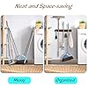 OUTNILI Mop Broom Holder Wall Mount with 3 Slots & 4 Hooks - Wood Broom Mop Hanger for Pantry Kitchen Organization - Garden Tool Organizer for Closet Laundry Room - for Rustic Farmhouse Kitchen Decor #3