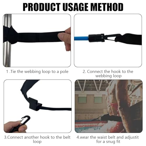 Image of Proberos Swimming Training Swim Belts, Swimming Resistant Belts Waist Belt with 13ft Long Swim Resistance Cord Swim Tether Stationary Swimming Belt for Advanced Swim Training Sessions