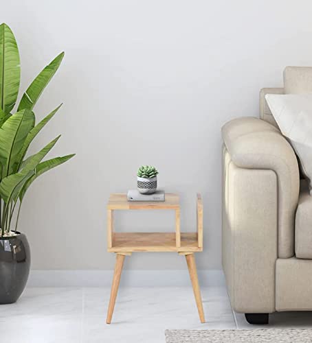 Image of Atlas Solid Wood END Table for Living Room and Bed Room| Premium Design Side Table for Home | Natural Finish, Solid Mango Wood | Ideal for Home Decor